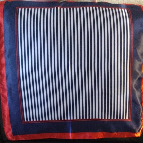 Vintage Accessories - Striped Navy and Red Pocket Scarf